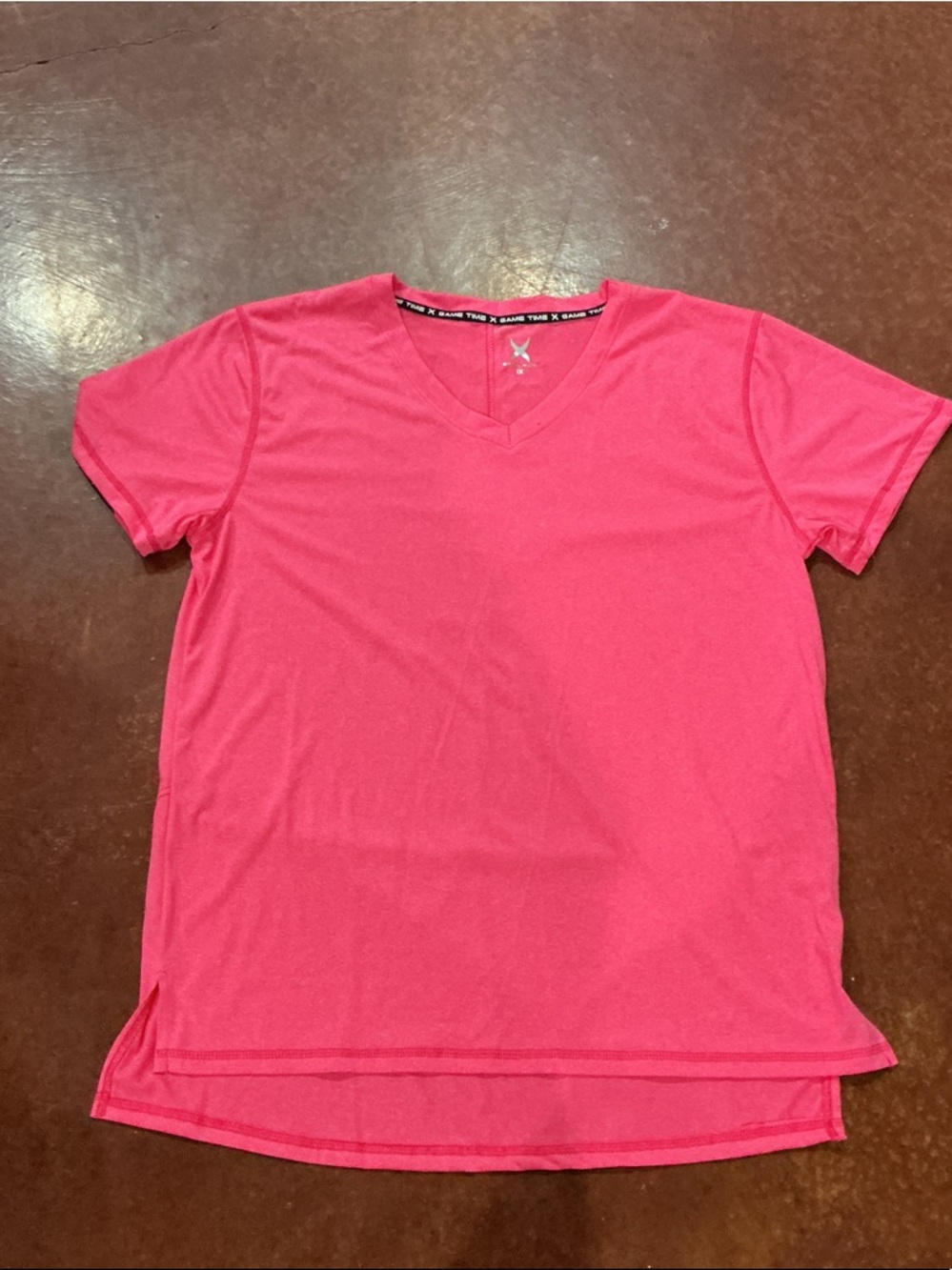 Game Time Women's Short Sleeve V-Neck Tee in Bright Pink